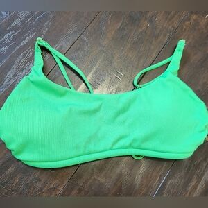 La Vie En Rose Aqua Neon Green Ribbed Bikini Top Sz Sm